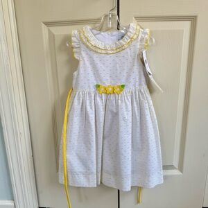 NWT Florence Eiseman Swiss dot yellow flower dress, size 4 / 4T